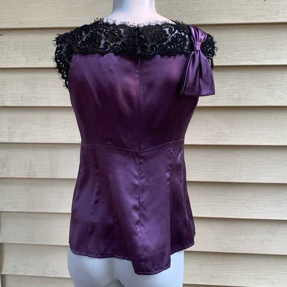 Nanette Lepore y2k purple silk & black lace blouse - Picture 4 of 6